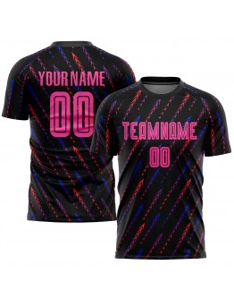 Best Pro Custom Black Pink-Orange Sublimation Soccer Uniform Jersey
