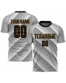 Best Pro Custom White Black-Old Gold Sublimation Soccer Uniform Jersey