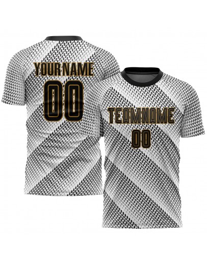 Best Pro Custom White Black-Old Gold Sublimation Soccer Uniform Jersey