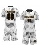 Best Pro Custom White Black-Old Gold Sublimation Soccer Uniform Jersey