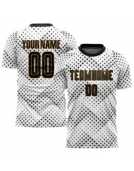 Best Pro Custom White Black-Old Gold Sublimation Soccer Uniform Jersey