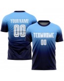 Best Pro Custom Light Blue White-Navy Sublimation Fade Fashion Soccer Uniform Jersey
