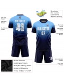 Best Pro Custom Light Blue White-Navy Sublimation Fade Fashion Soccer Uniform Jersey