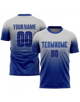 Best Pro Custom Gray Royal Sublimation Fade Fashion Soccer Uniform Jersey