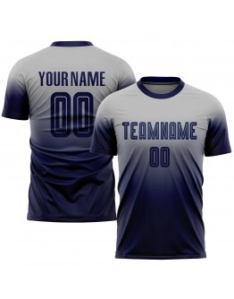 Best Pro Custom Gray Navy Sublimation Fade Fashion Soccer Uniform Jersey