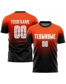 Best Pro Custom Orange White-Black Sublimation Fade Fashion Soccer Uniform Jersey