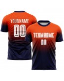 Best Pro Custom Orange White-Navy Sublimation Fade Fashion Soccer Uniform Jersey