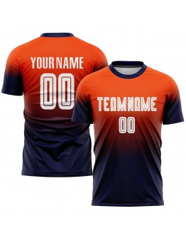 Best Pro Custom Orange White-Navy Sublimation Fade Fashion Soccer Uniform Jersey