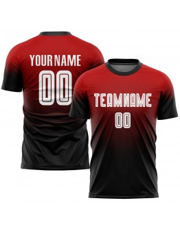 Best Pro Custom Red White-Black Sublimation Fade Fashion Soccer Uniform Jersey