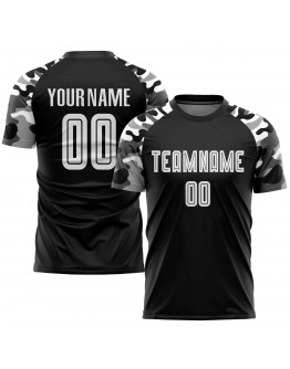 Best Pro Custom Black White-Camo Sublimation Soccer Uniform Jersey
