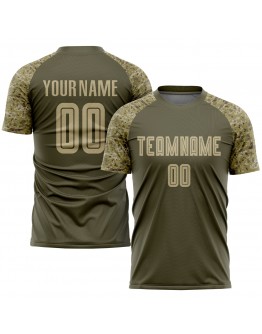 Best Pro Custom Olive Vegas Gold-Camo Sublimation Salute To Service Soccer Uniform Jersey