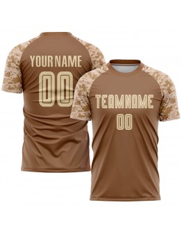 Best Pro Custom Brown Cream-Camo Sublimation Soccer Uniform Jersey