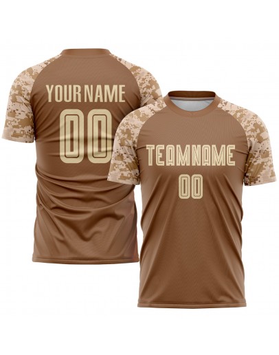 Best Pro Custom Brown Cream-Camo Sublimation Soccer Uniform Jersey