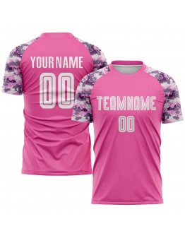 Best Pro Custom Pink White-Camo Sublimation Soccer Uniform Jersey