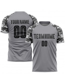 Best Pro Custom Gray Black-Camo Sublimation Soccer Uniform Jersey