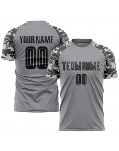 Best Pro Custom Gray Black-Camo Sublimation Soccer Uniform Jersey