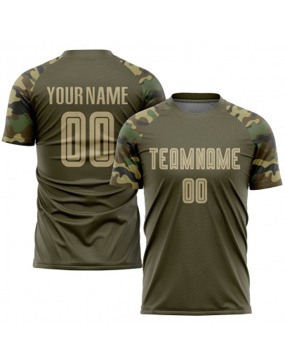 Best Pro Custom Olive Vegas Gold-Camo Sublimation Salute To Service Soccer Uniform Jersey