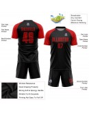 Best Pro Custom Black Red Sublimation Soccer Uniform Jersey