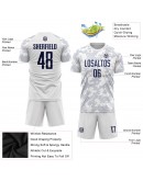 Best Pro Custom White Navy Sublimation Soccer Uniform Jersey