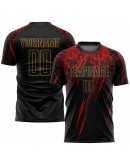 Best Pro Custom Black Old Gold-Red Sublimation Soccer Uniform Jersey