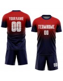Best Pro Custom Red White-Navy Sublimation Fade Fashion Soccer Uniform Jersey