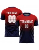 Best Pro Custom Red White-Navy Sublimation Fade Fashion Soccer Uniform Jersey