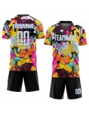 Best Pro Custom Graffiti Pattern White-Light Blue Sublimation Soccer Uniform Jersey