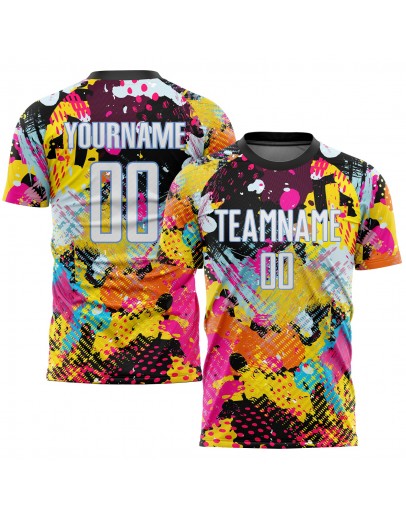 Best Pro Custom Graffiti Pattern White-Light Blue Sublimation Soccer Uniform Jersey