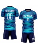 Best Pro Custom Light Blue White-Black Sublimation Soccer Uniform Jersey