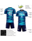 Best Pro Custom Light Blue White-Black Sublimation Soccer Uniform Jersey