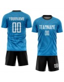 Best Pro Custom Light Blue White-Black Sublimation Soccer Uniform Jersey