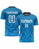 Best Pro Custom Light Blue White-Black Sublimation Soccer Uniform Jersey