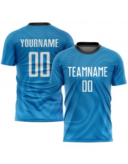 Best Pro Custom Light Blue White-Black Sublimation Soccer Uniform Jersey