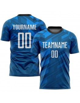 Best Pro Custom Light Blue White-Black Sublimation Soccer Uniform Jersey