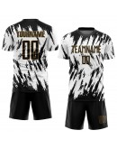 Best Pro Custom White Black-Old Gold Sublimation Soccer Uniform Jersey