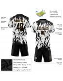 Best Pro Custom White Black-Old Gold Sublimation Soccer Uniform Jersey