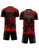 Best Pro Custom Red Black-Old Gold Sublimation Soccer Uniform Jersey