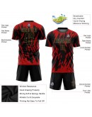 Best Pro Custom Red Black-Old Gold Sublimation Soccer Uniform Jersey