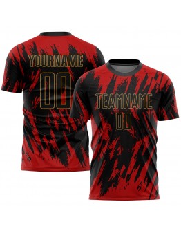 Best Pro Custom Red Black-Old Gold Sublimation Soccer Uniform Jersey