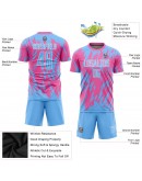 Best Pro Custom Pink Light Blue-White Sublimation Soccer Uniform Jersey