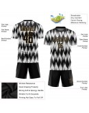 Best Pro Custom White Black-Old Gold Sublimation Soccer Uniform Jersey