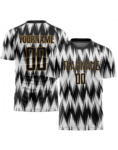 Best Pro Custom White Black-Old Gold Sublimation Soccer Uniform Jersey