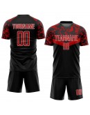 Best Pro Custom Black Red-White Sublimation Soccer Uniform Jersey