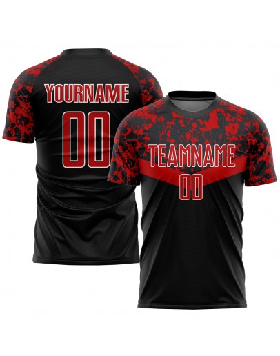Best Pro Custom Black Red-White Sublimation Soccer Uniform Jersey