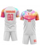Best Pro Custom White Pink-Gold Sublimation Soccer Uniform Jersey