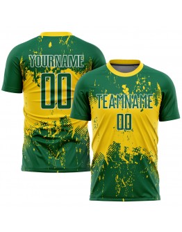 Best Pro Custom Kelly Green Kelly Green-Gold Sublimation Soccer Uniform Jersey