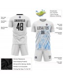 Best Pro Custom White Black-Light Blue Sublimation Soccer Uniform Jersey