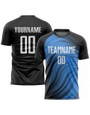 Best Pro Custom Light Blue White-Black Sublimation Soccer Uniform Jersey