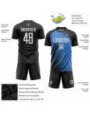 Best Pro Custom Light Blue White-Black Sublimation Soccer Uniform Jersey