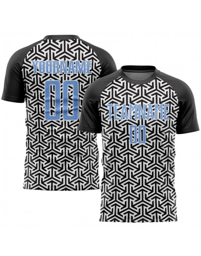 Best Pro Custom Black Light Blue-White Sublimation Soccer Uniform Jersey